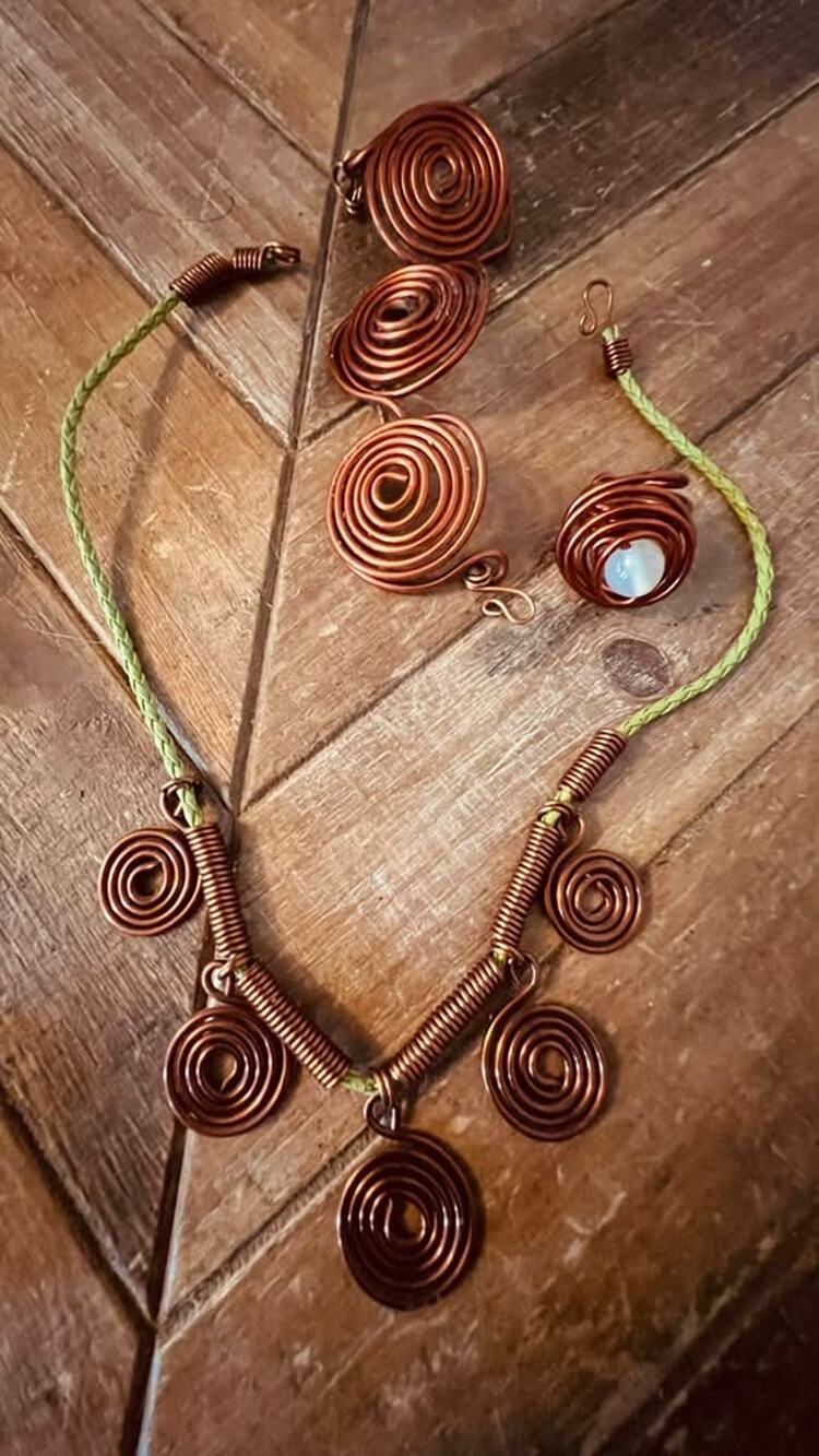 Handmade Copper Wire Spiral Jewelry Set
